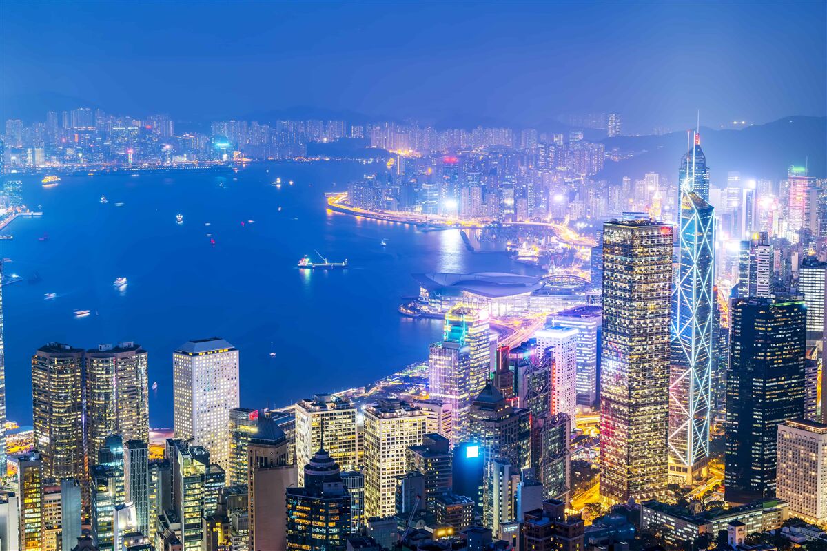 Fototapeten Hong Kong Kong Kong Nachtlandschaft