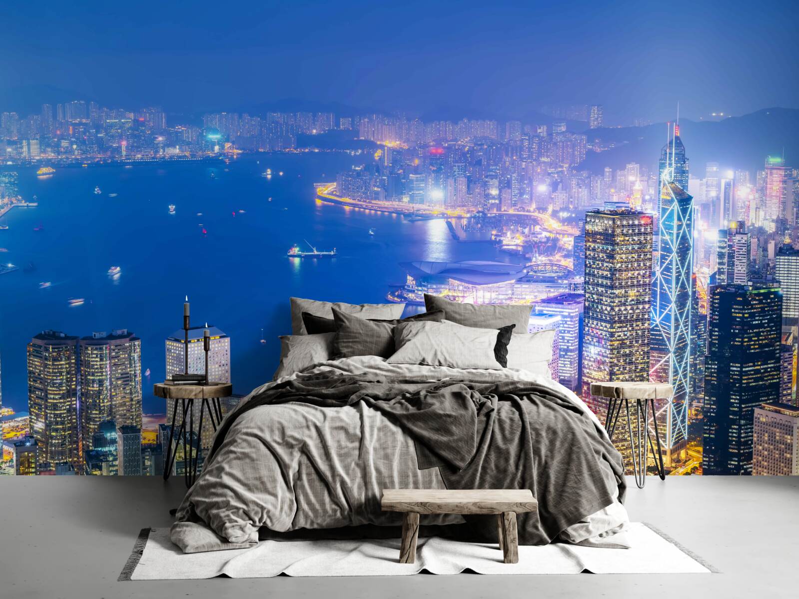 Fototapeten Hong Kong Kong Kong Nachtlandschaft