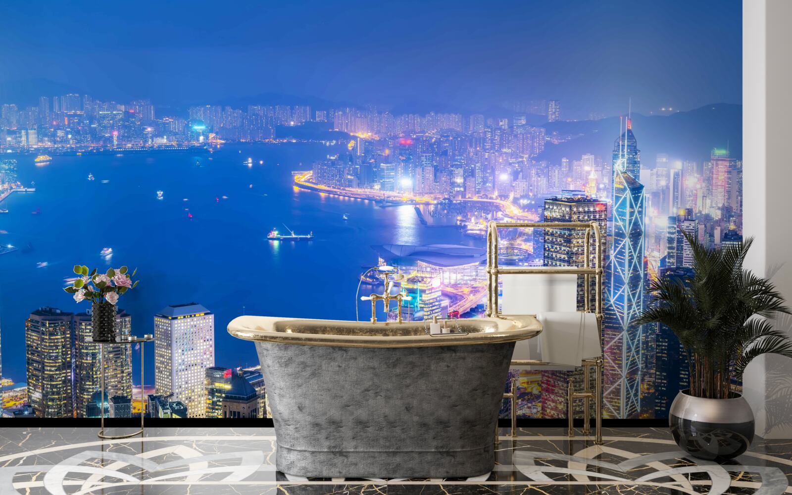 Fototapeten Hong Kong Kong Kong Nachtlandschaft
