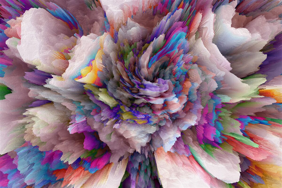 Fototapeten Blume mit Regenbogen abstrakte Farbtöne