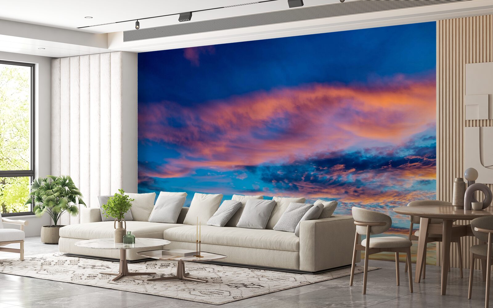 Fototapeten Wolken bei Sonnenuntergang, vom Wind geworfen