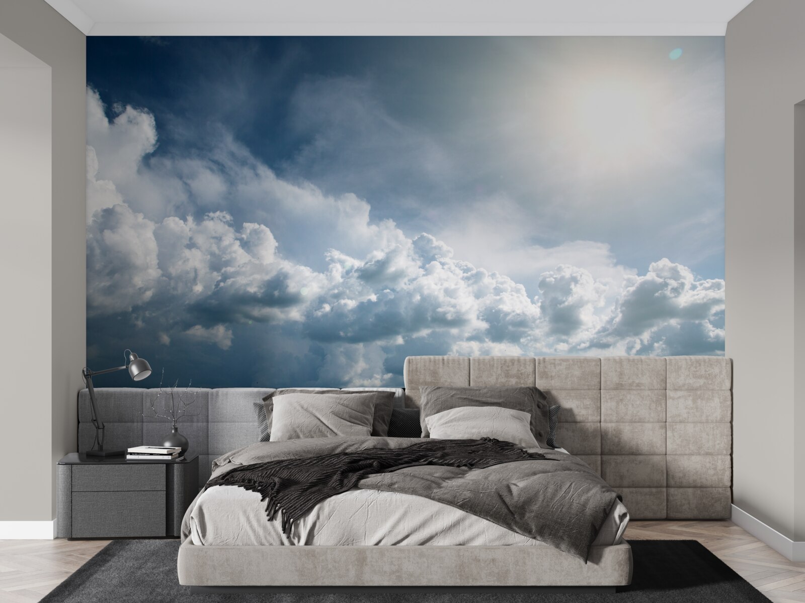 Fototapeten Intensives Licht unter turbulenten Wolken