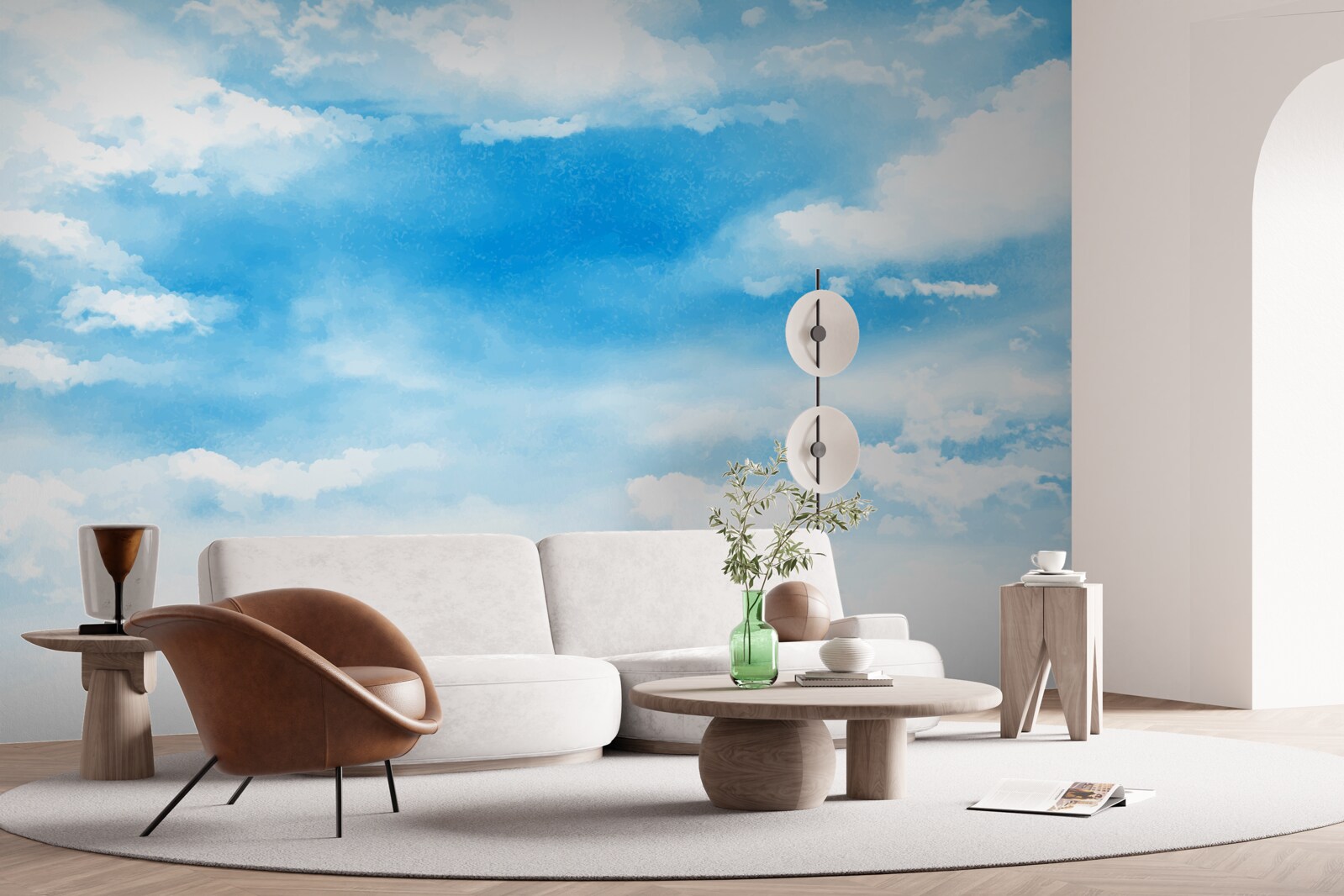 Fototapeten Der blaue Himmel ist mit weißen Wolken dekoriert