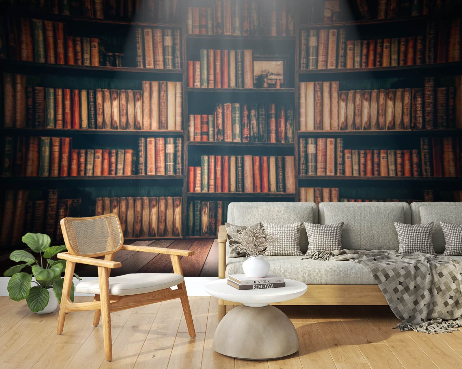 Fototapeten Ein Sonnenstrahl durchdringender Bücher