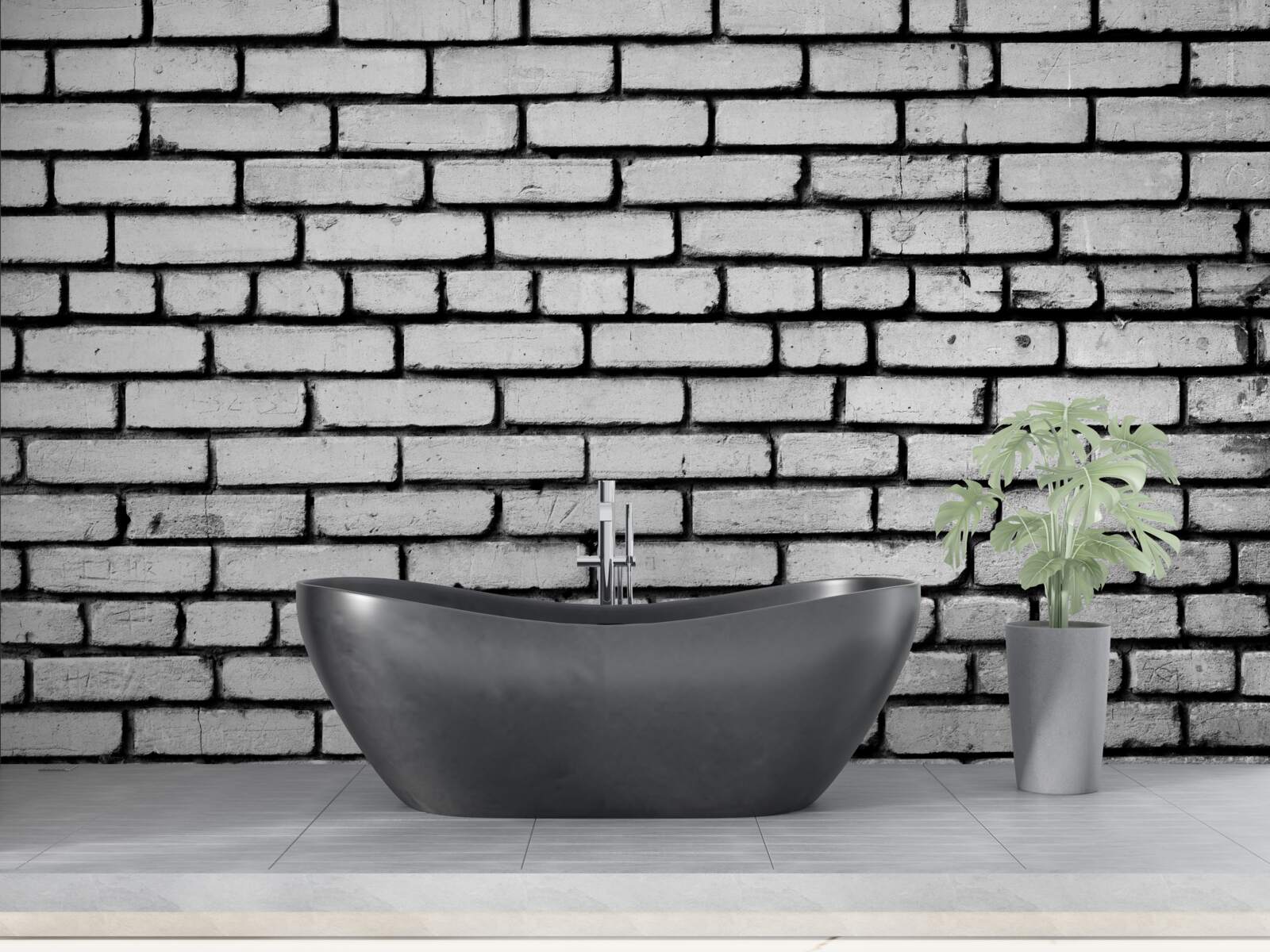 Fototapeten Eine Wand mit weißen Ziegeln dekoriert