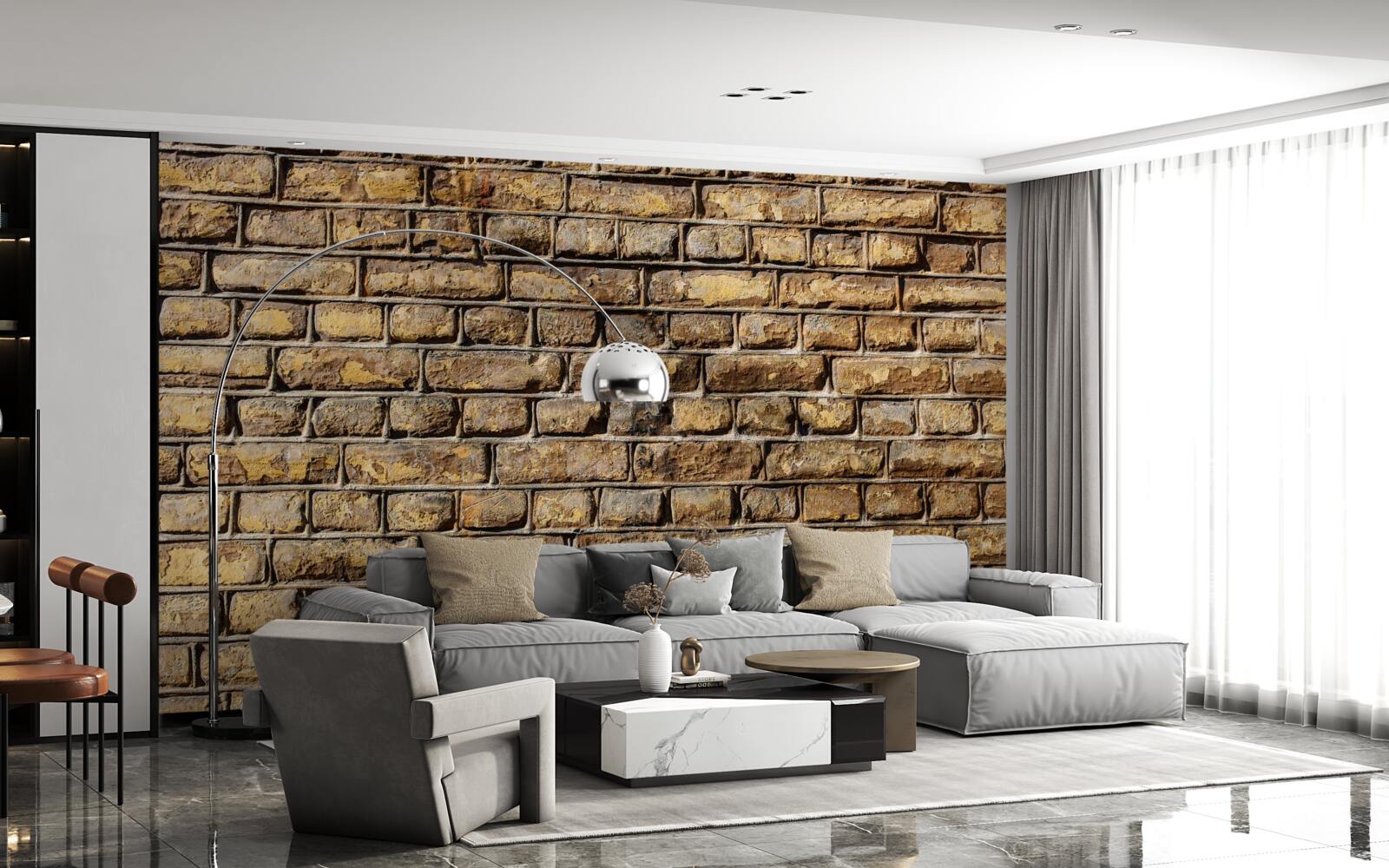 Fototapeten Eine Wand aus harten Ziegeln