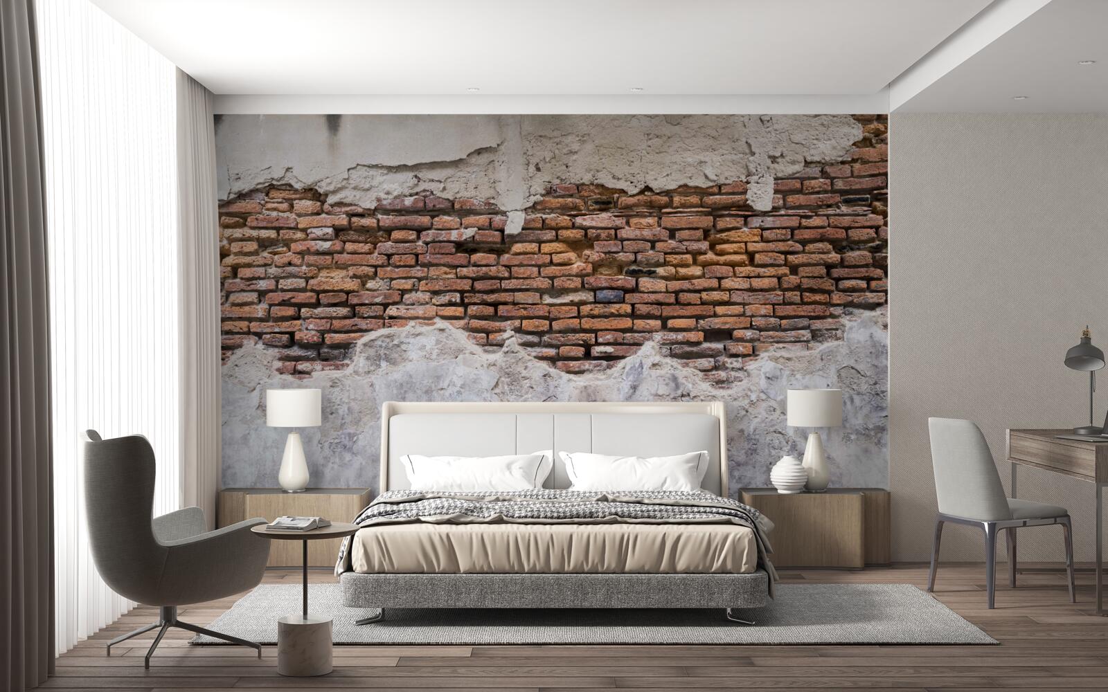 Fototapeten Mauer, alt und leer, aus Ziegeln hergestellt