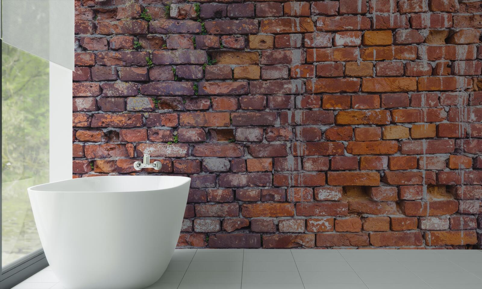 Fototapeten Lecks an einer historischen Mauermauer