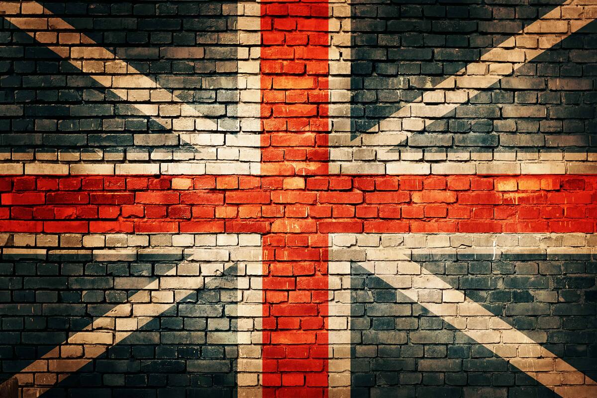 Fototapeten Britische Flagge auf einer Mauer