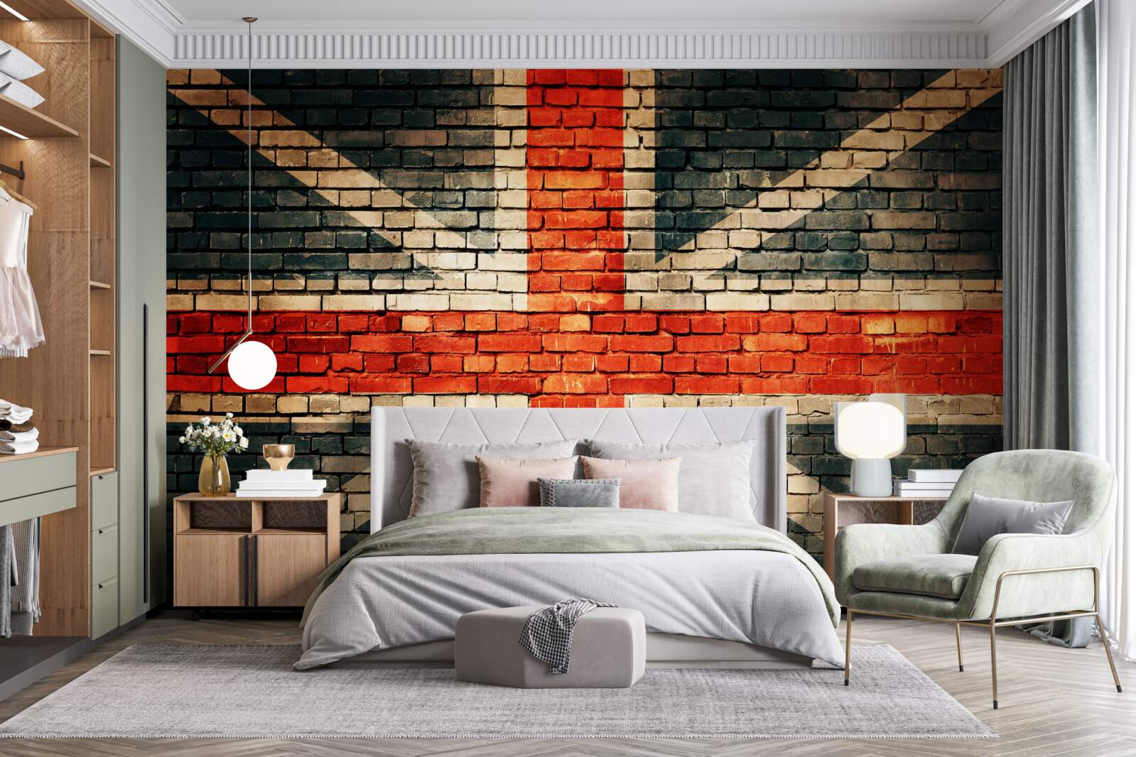 Fototapeten Britische Flagge auf einer Mauer