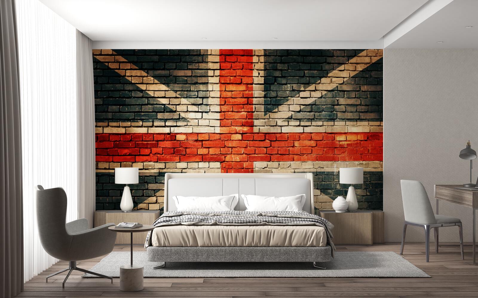 Fototapeten Britische Flagge auf einer Mauer