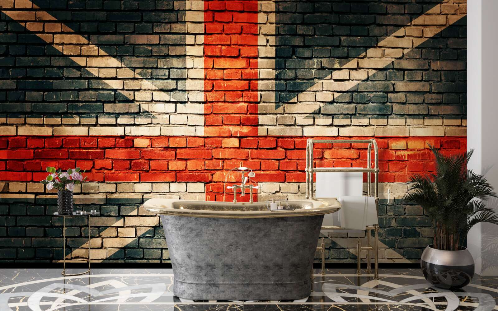Fototapeten Britische Flagge auf einer Mauer