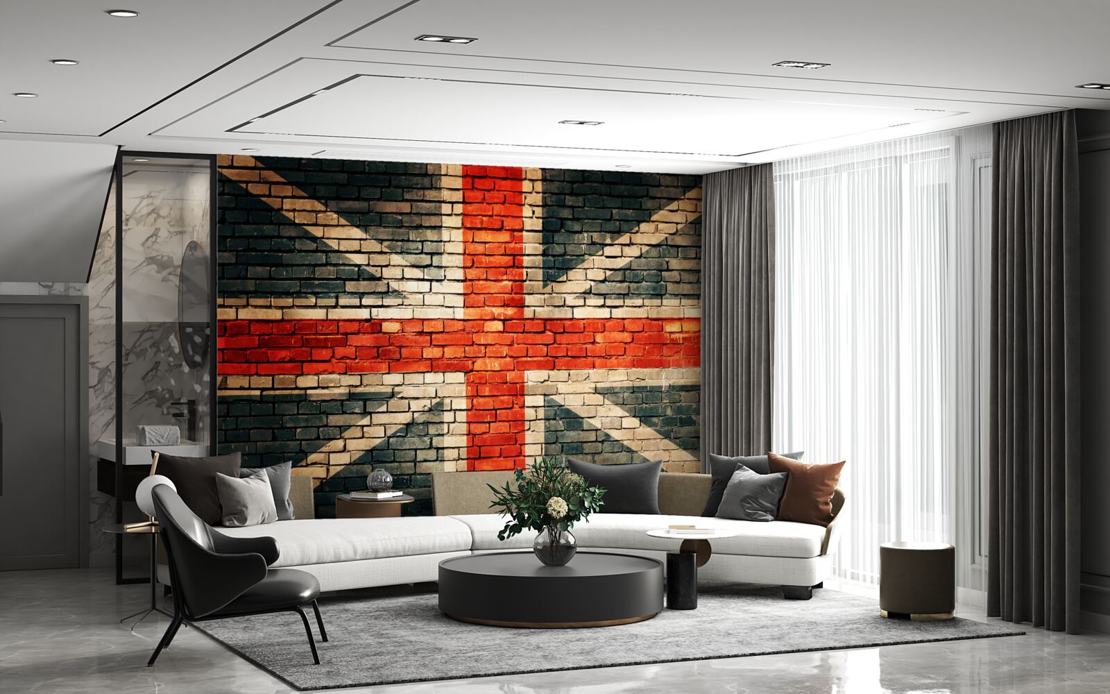Fototapeten Britische Flagge auf einer Mauer