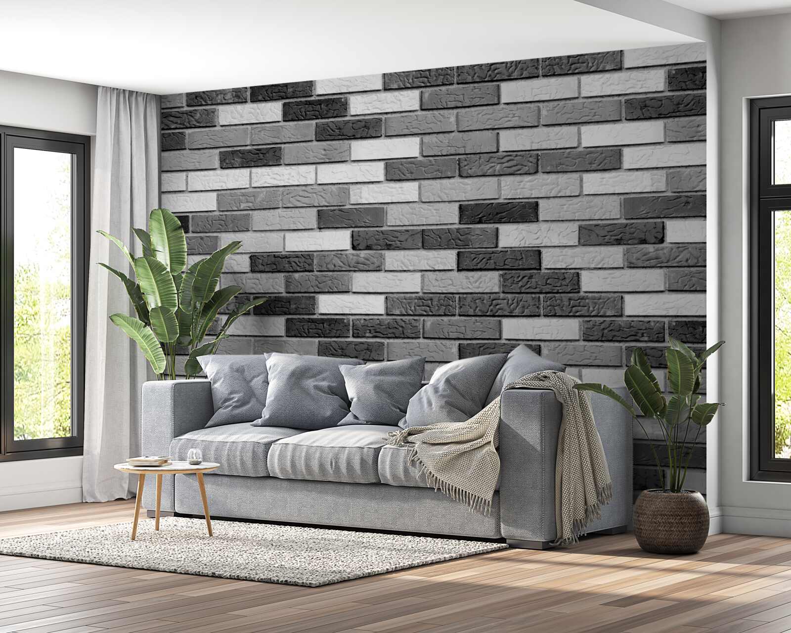 Fototapeten Mauer in Schwarz und Weiß