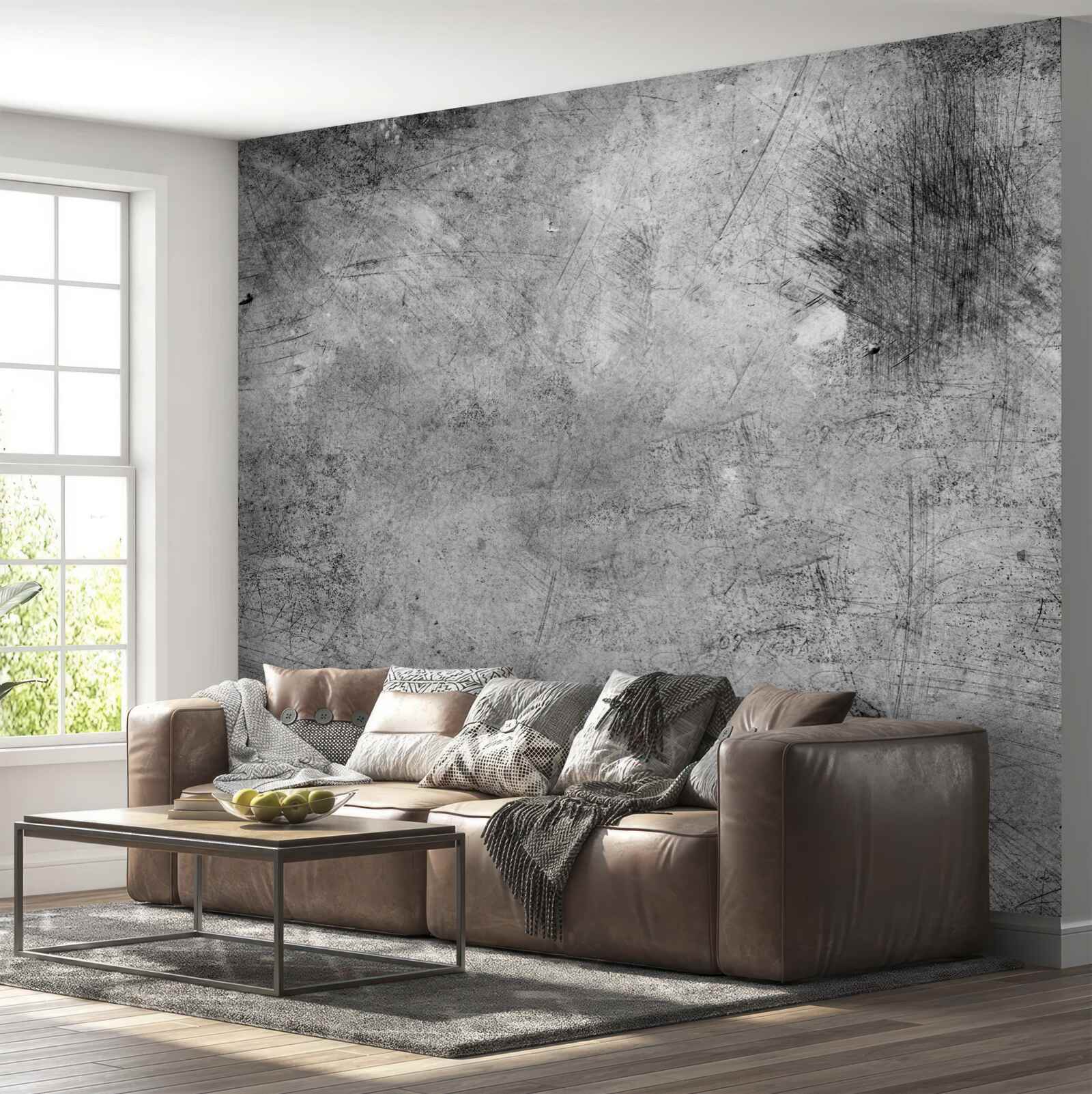 Fototapeten Graue Wand mit Kratzern aus der Nähe