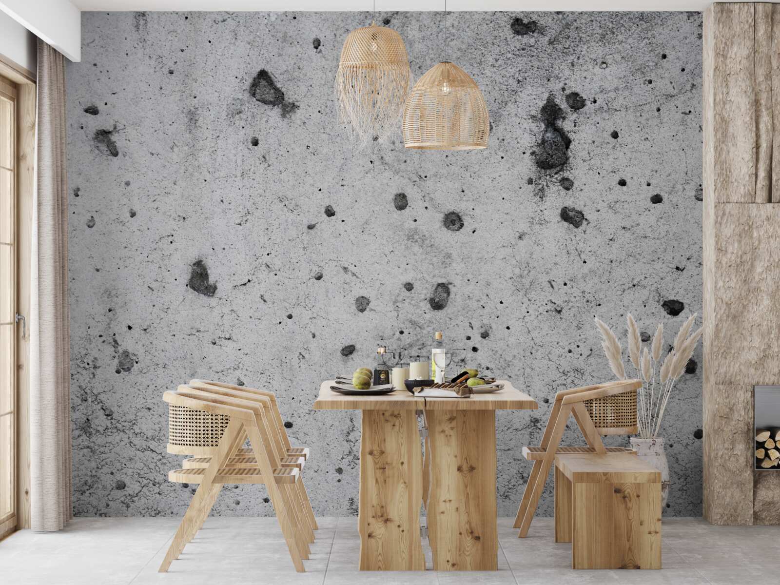 Fototapeten Betonwand mit dunklen Spuren
