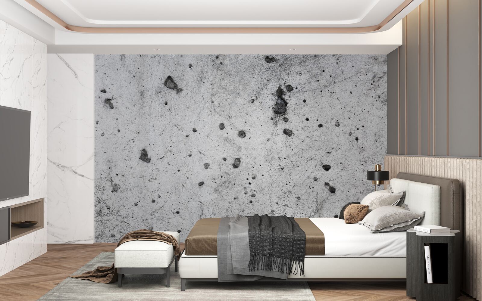 Fototapeten Betonwand mit dunklen Spuren