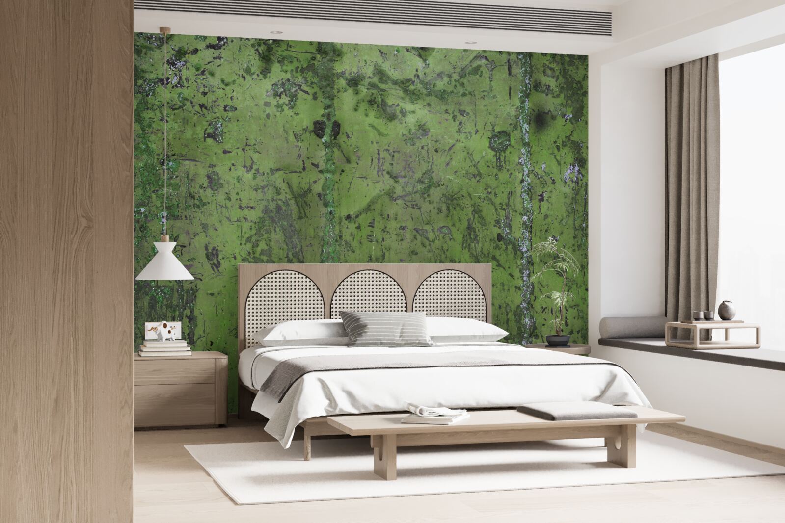 Fototapeten Die mit grüne Rost bedeckte Wand