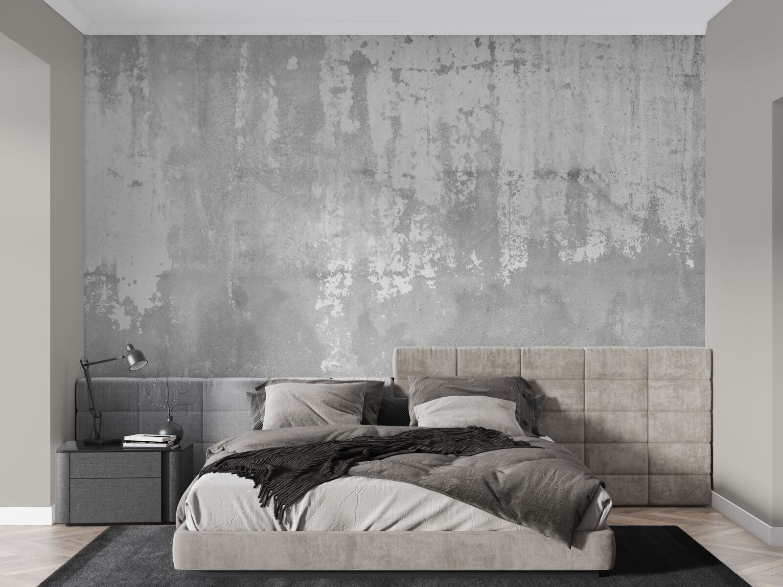 Fototapeten Außerhalb des Hauses befindet sich eine graue Wand