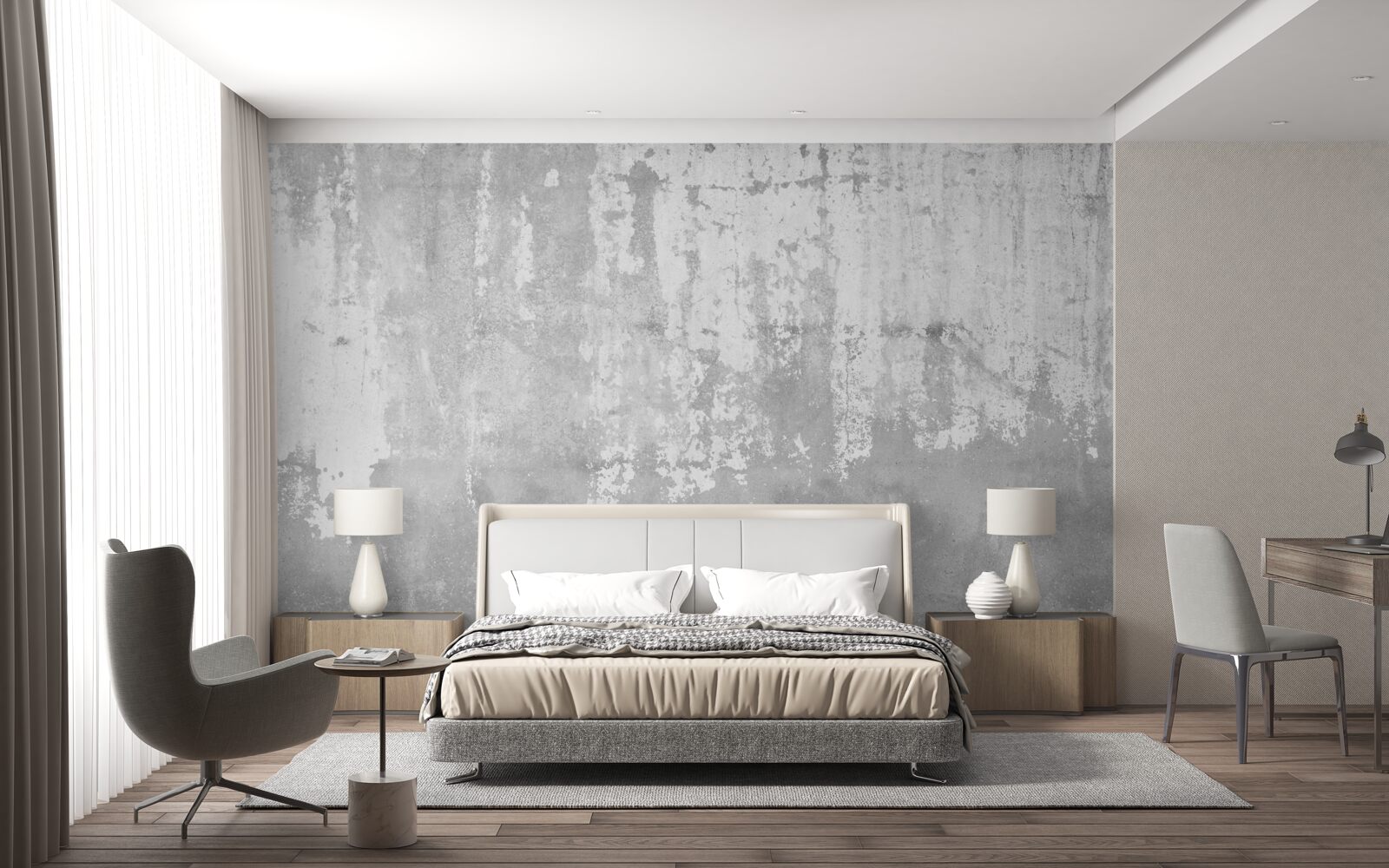 Fototapeten Außerhalb des Hauses befindet sich eine graue Wand