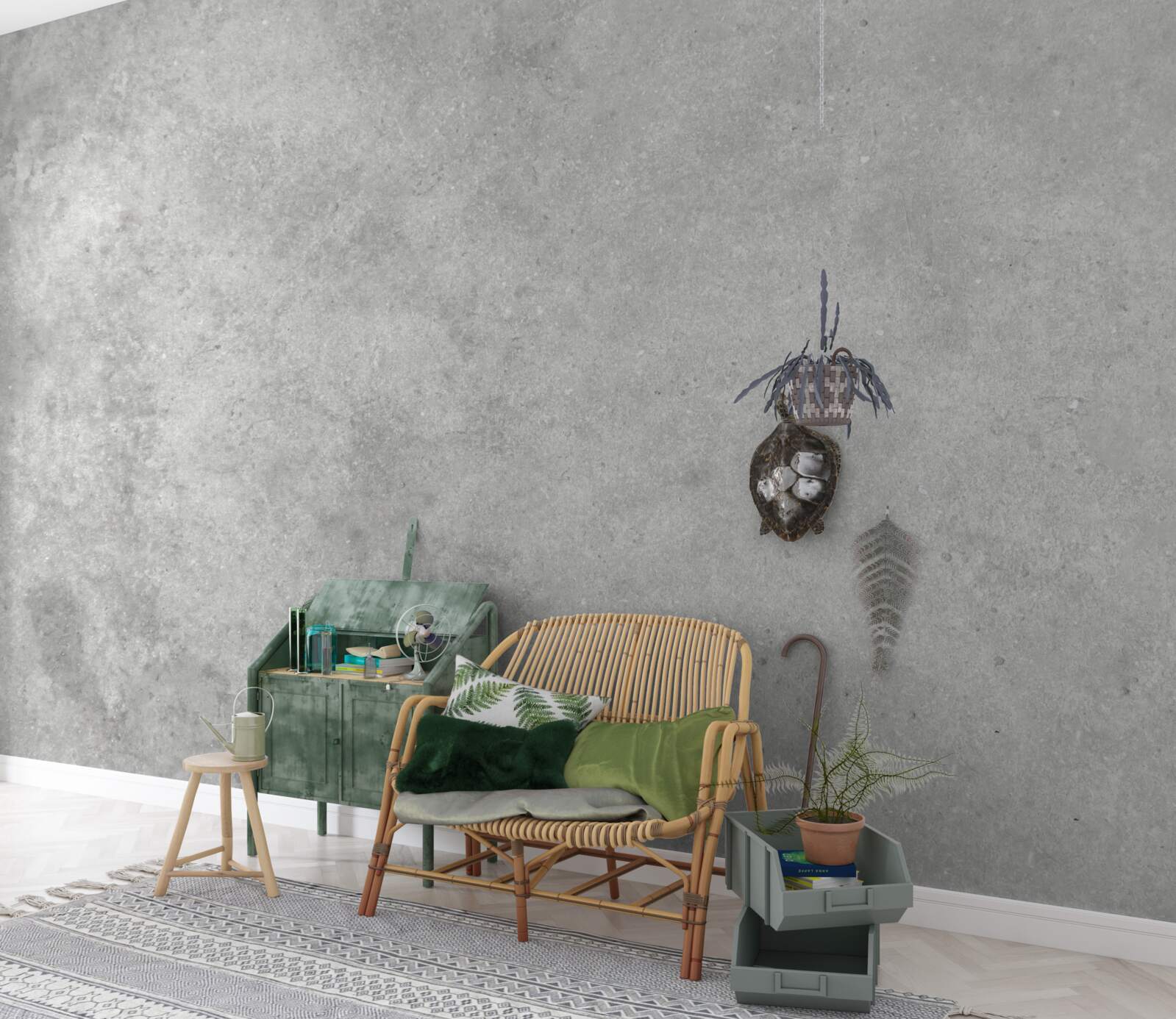 Fototapeten Die Wand besteht aus Beton in einem hellgrauen Schatten
