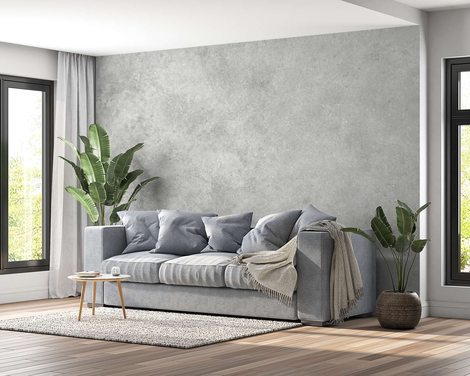 Fototapeten Die Wand besteht aus Beton in einem hellgrauen Schatten