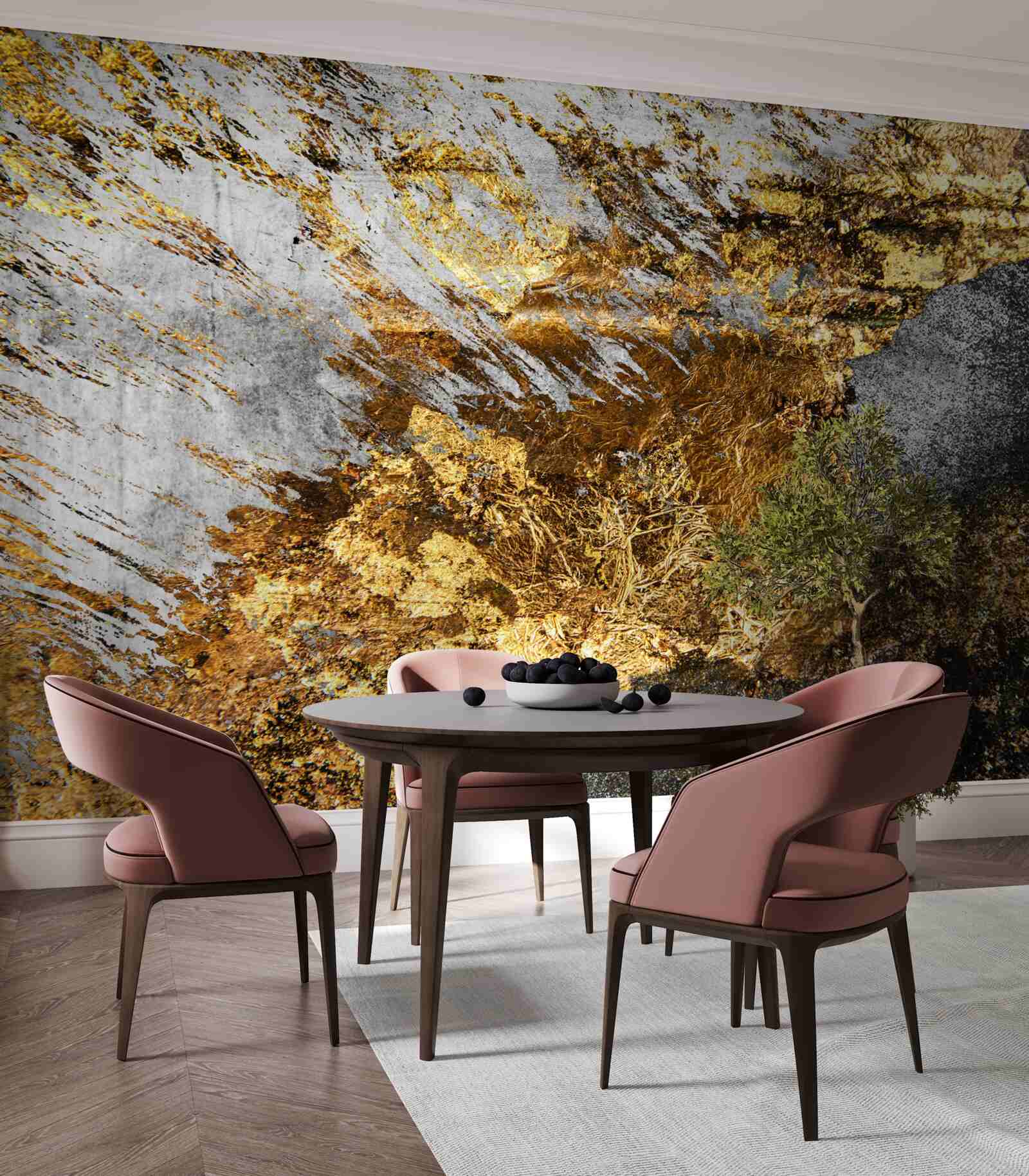 Fototapeten Naturstein mit goldenem Staub bedeckt