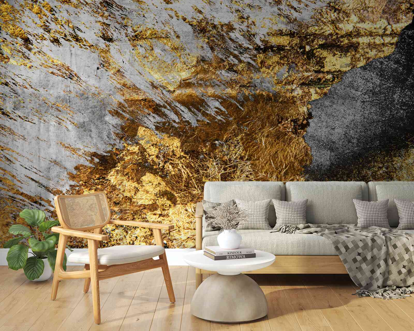 Fototapeten Naturstein mit goldenem Staub bedeckt
