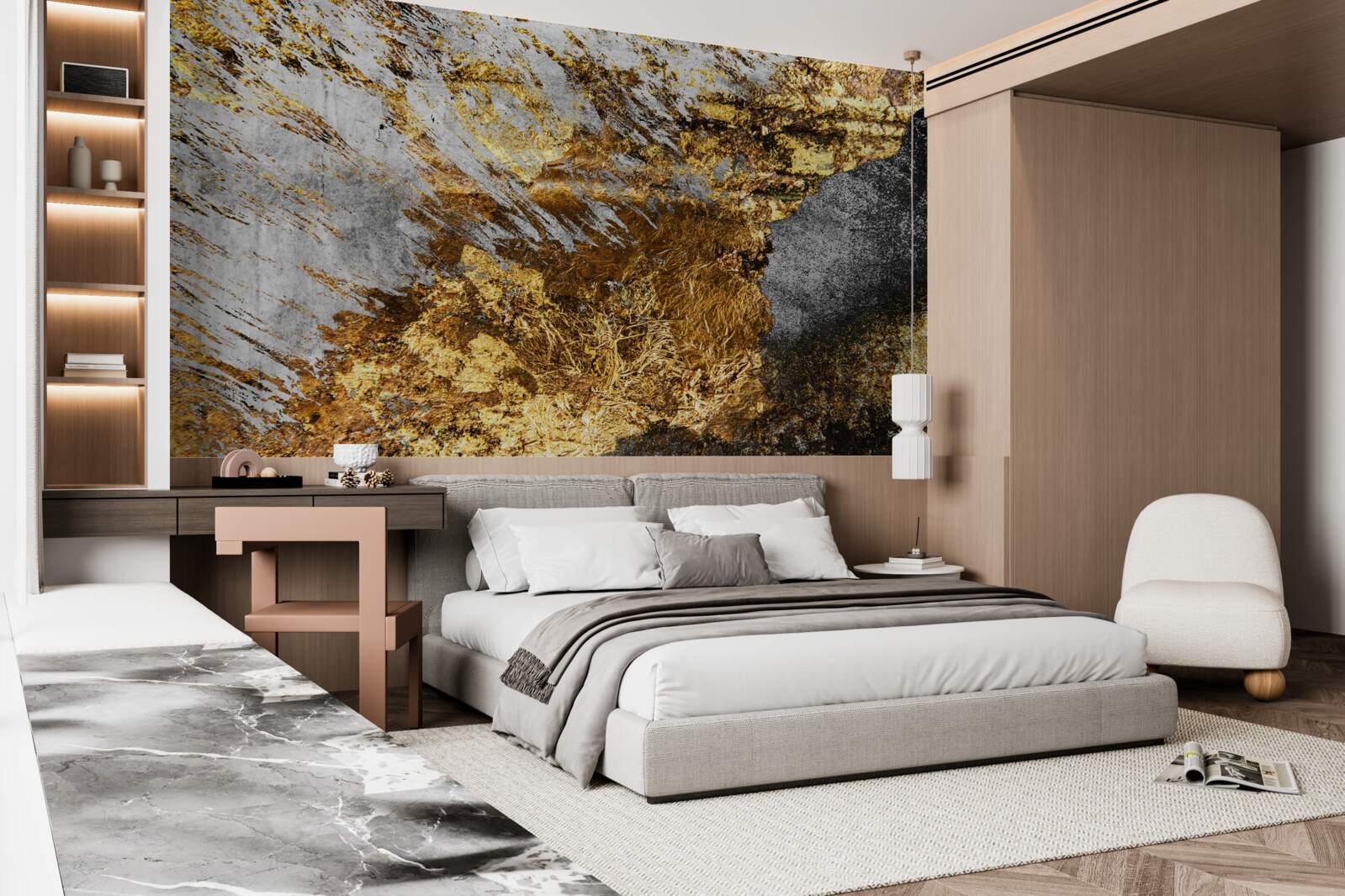 Fototapeten Naturstein mit goldenem Staub bedeckt