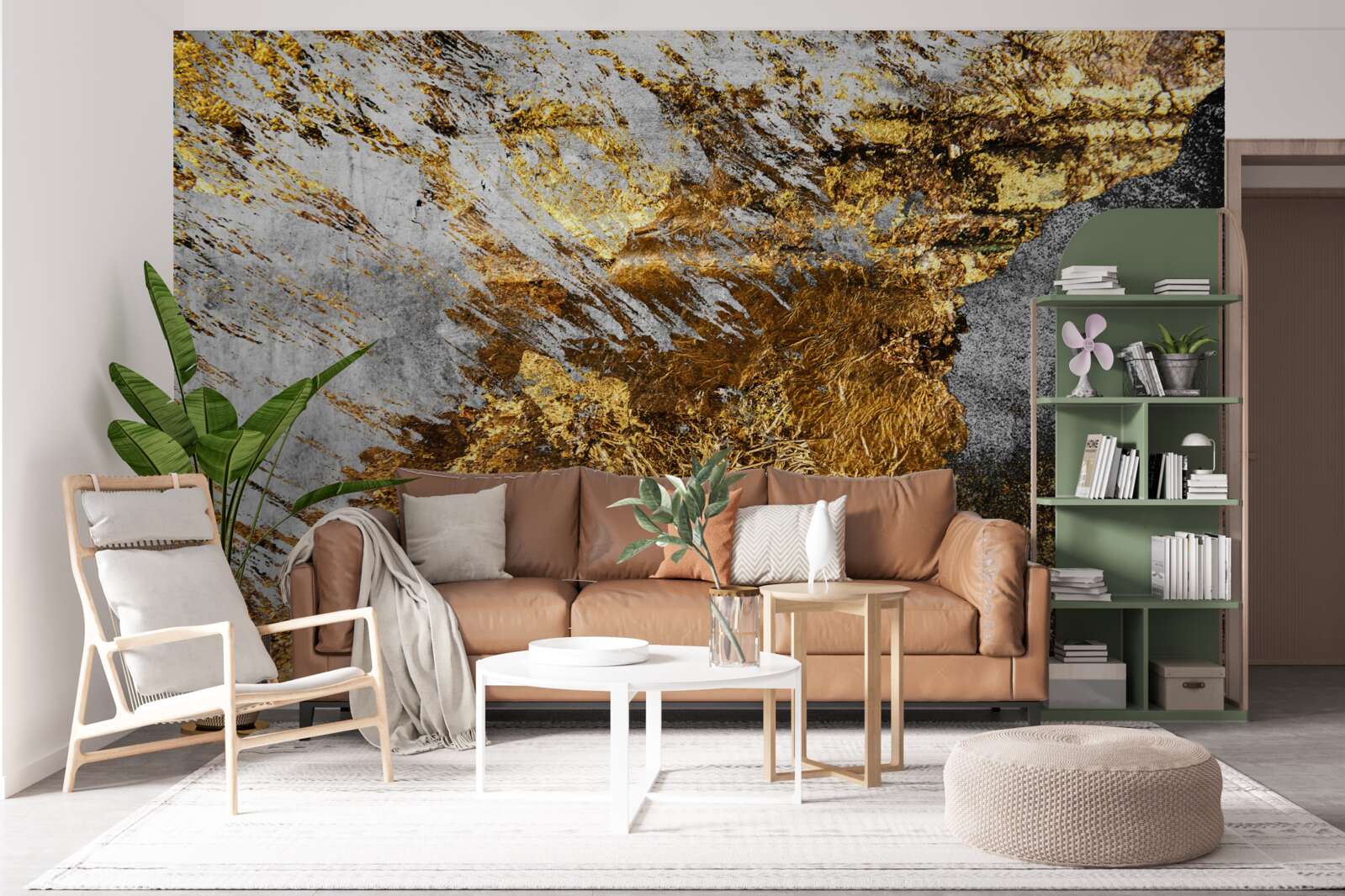 Fototapeten Naturstein mit goldenem Staub bedeckt