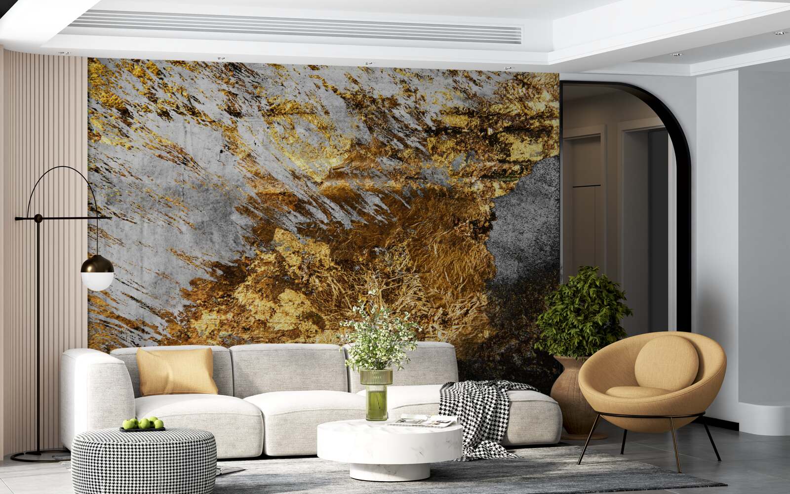 Fototapeten Naturstein mit goldenem Staub bedeckt