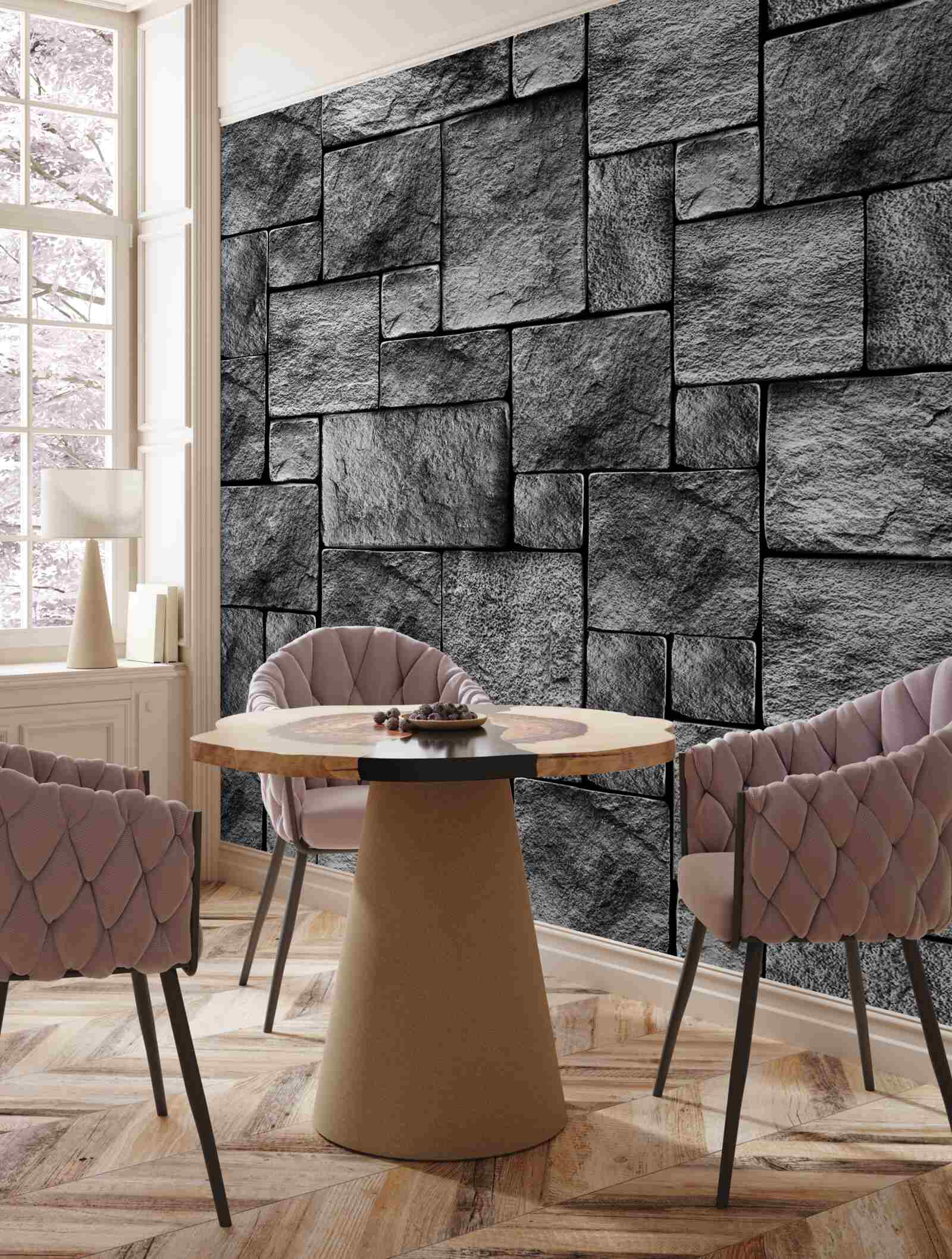 Fototapeten grauer Stein als Teil der Wand