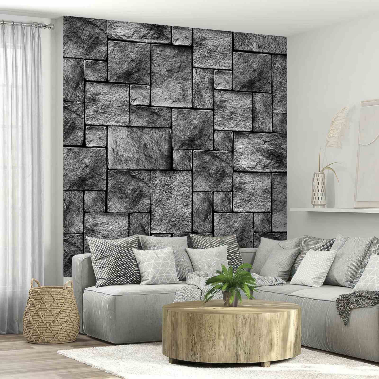 Fototapeten grauer Stein als Teil der Wand
