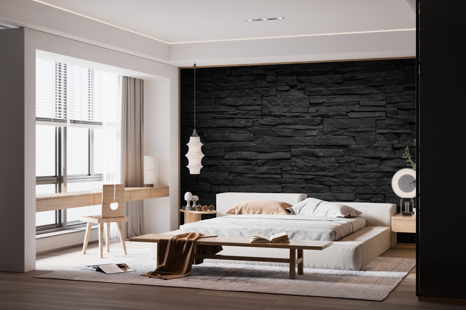 Fototapeten Schwarze Steinmauer