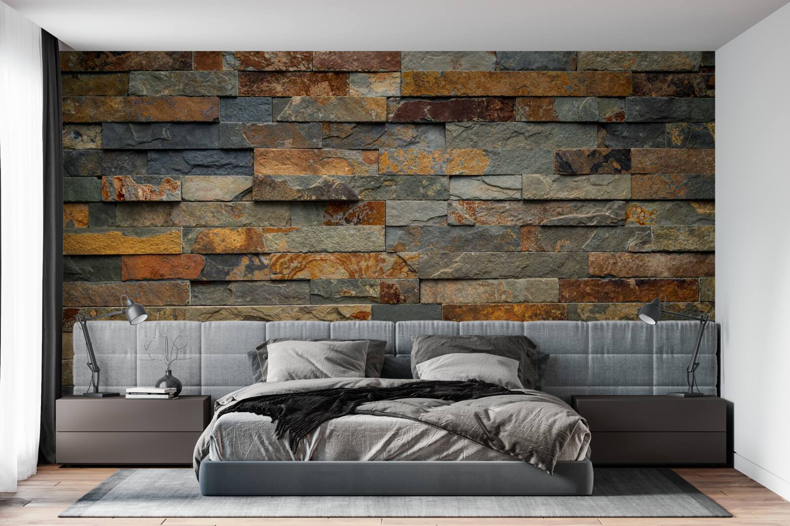 Fototapeten Multi-Rot-Wand aus Stein