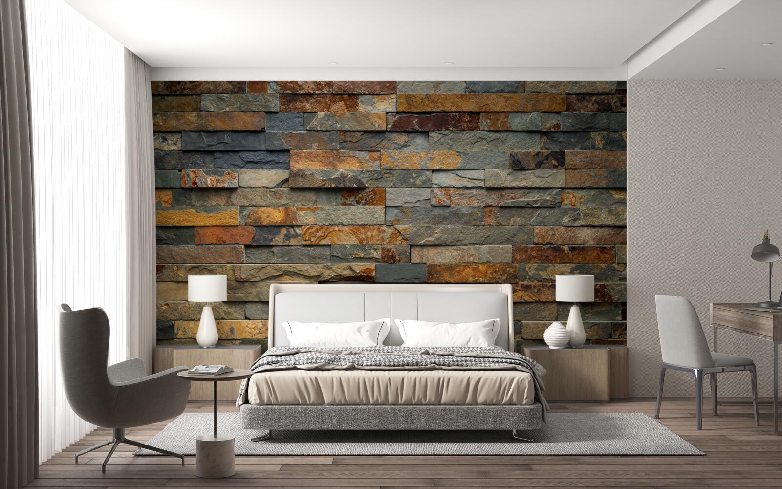 Fototapeten Multi-Rot-Wand aus Stein