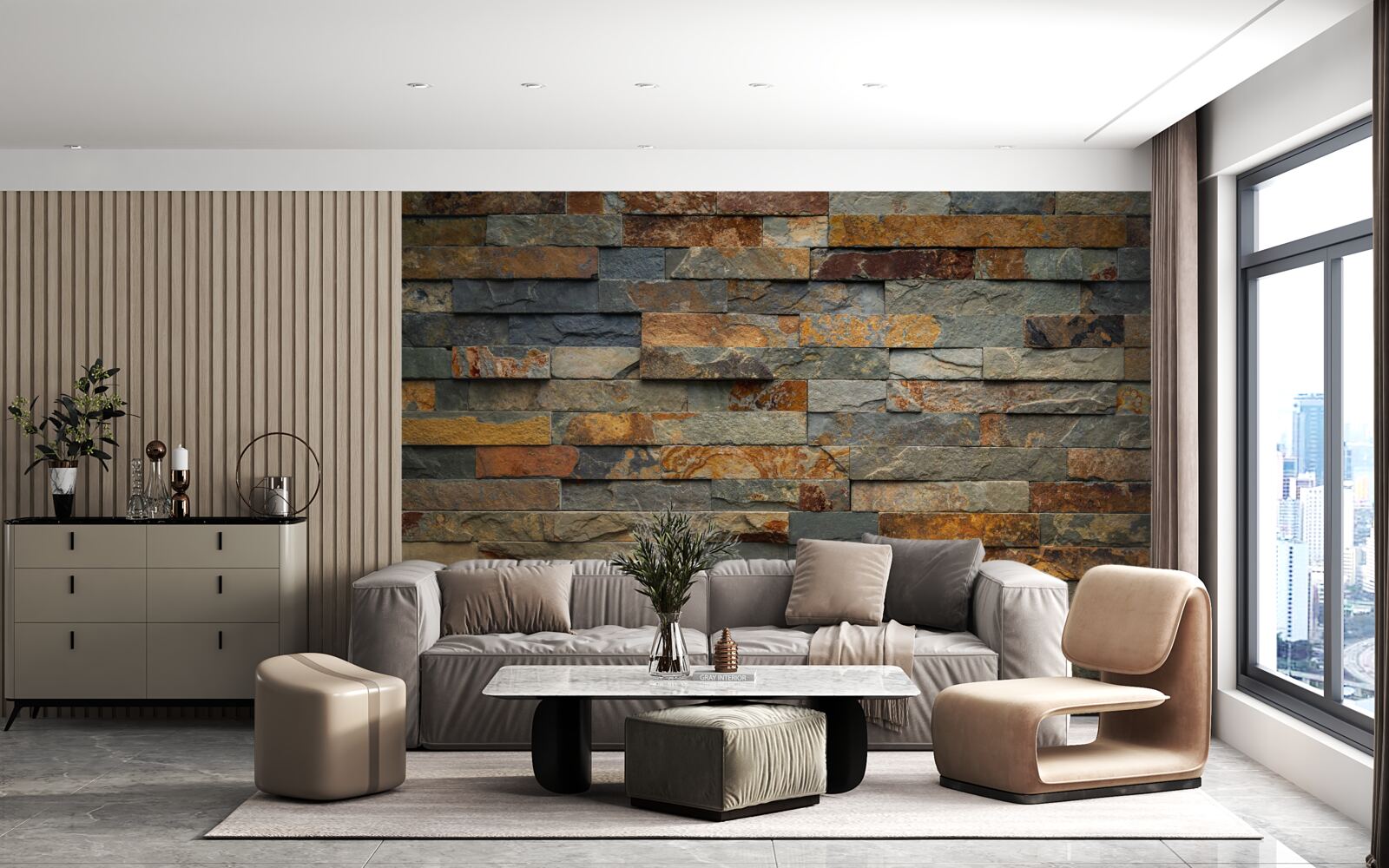 Fototapeten Multi-Rot-Wand aus Stein