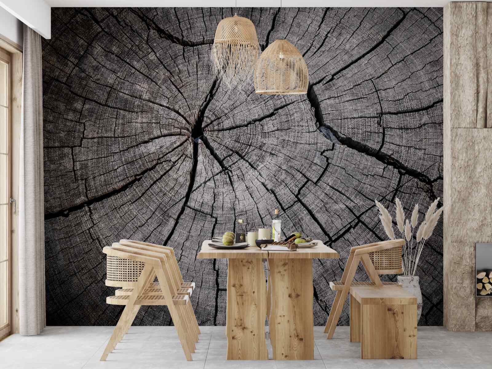 Fototapeten Risse laufen durch altes Holz