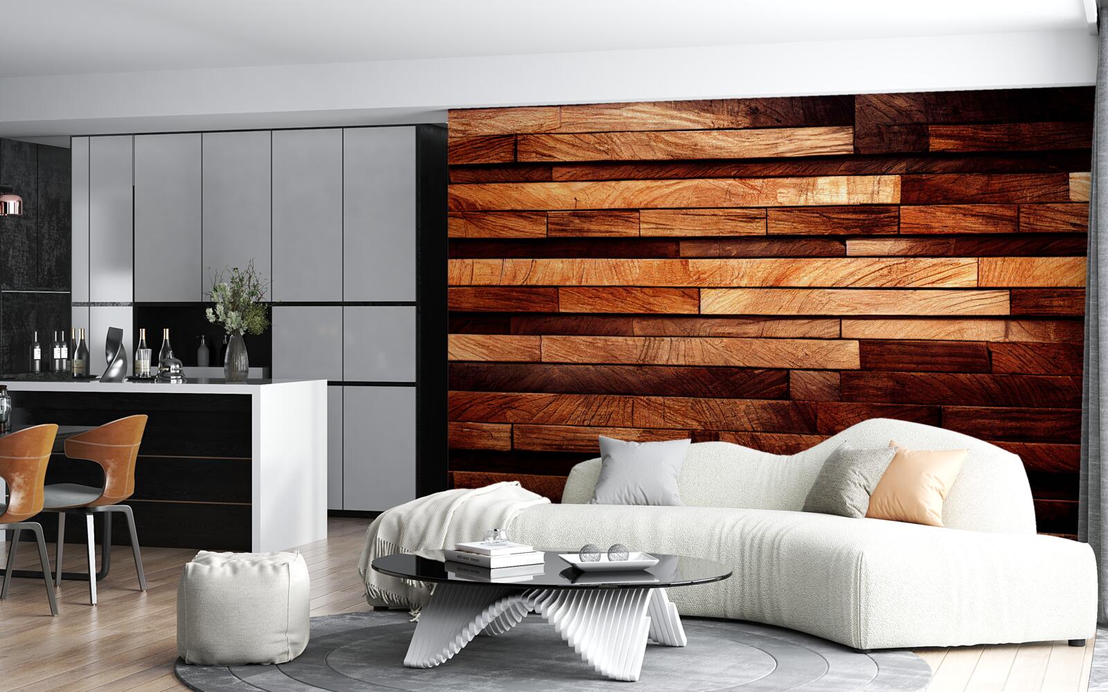 Fototapeten Aus Balken zusammengebaute Holzwand