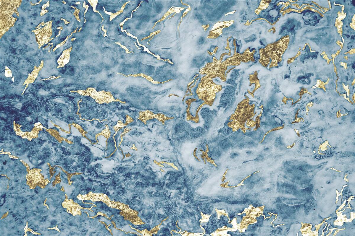 Fototapeten Blauer Marmor mit goldenen Venen