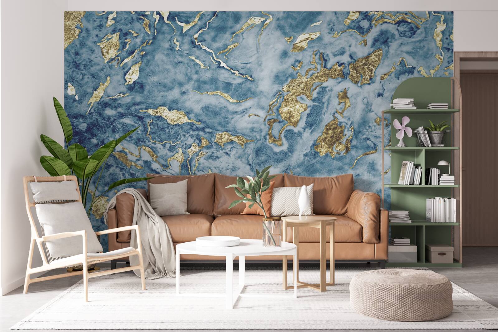 Fototapeten Blauer Marmor mit goldenen Venen