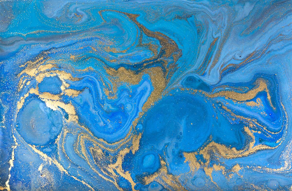 Fototapeten Blau und Gold im Stil des Marmors