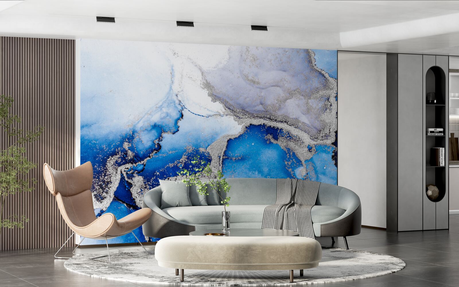 Fototapeten Extravaganter abstrakter Hintergrund in einem blauen Schatten