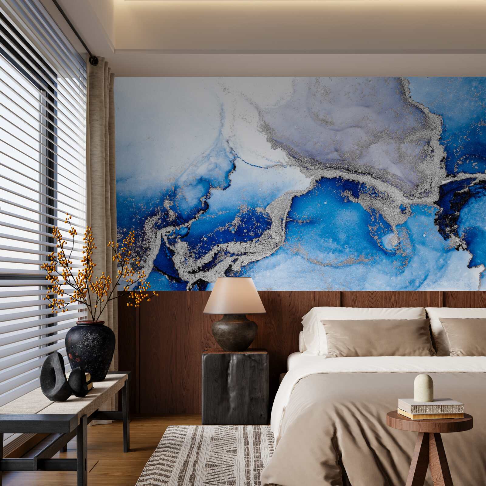 Fototapeten Extravaganter abstrakter Hintergrund in einem blauen Schatten