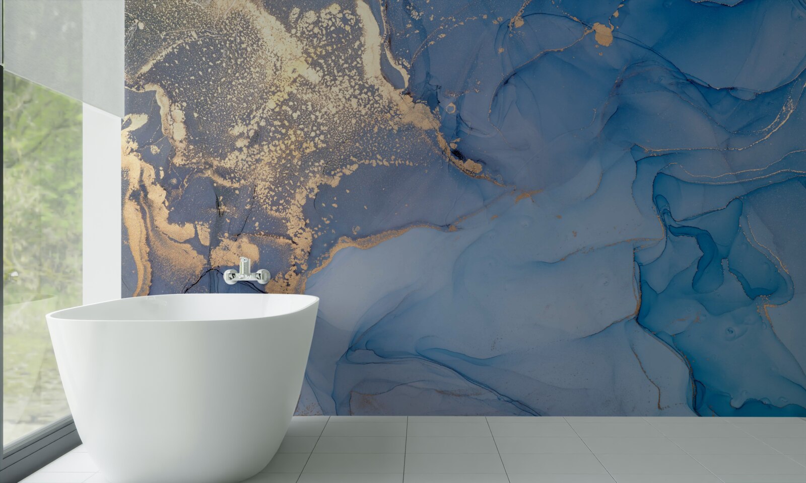Fototapeten Goldenblau abstrakter Hintergrund voller heller Farben