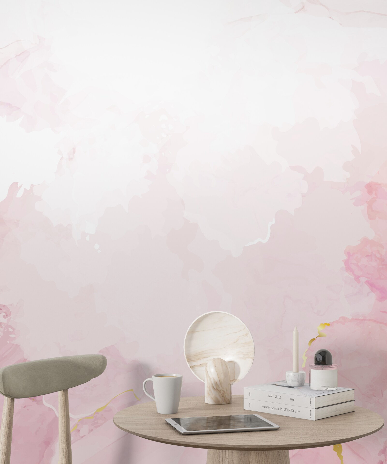 Fototapeten Marmor in zarten Weiß- und Rosa -Schatten