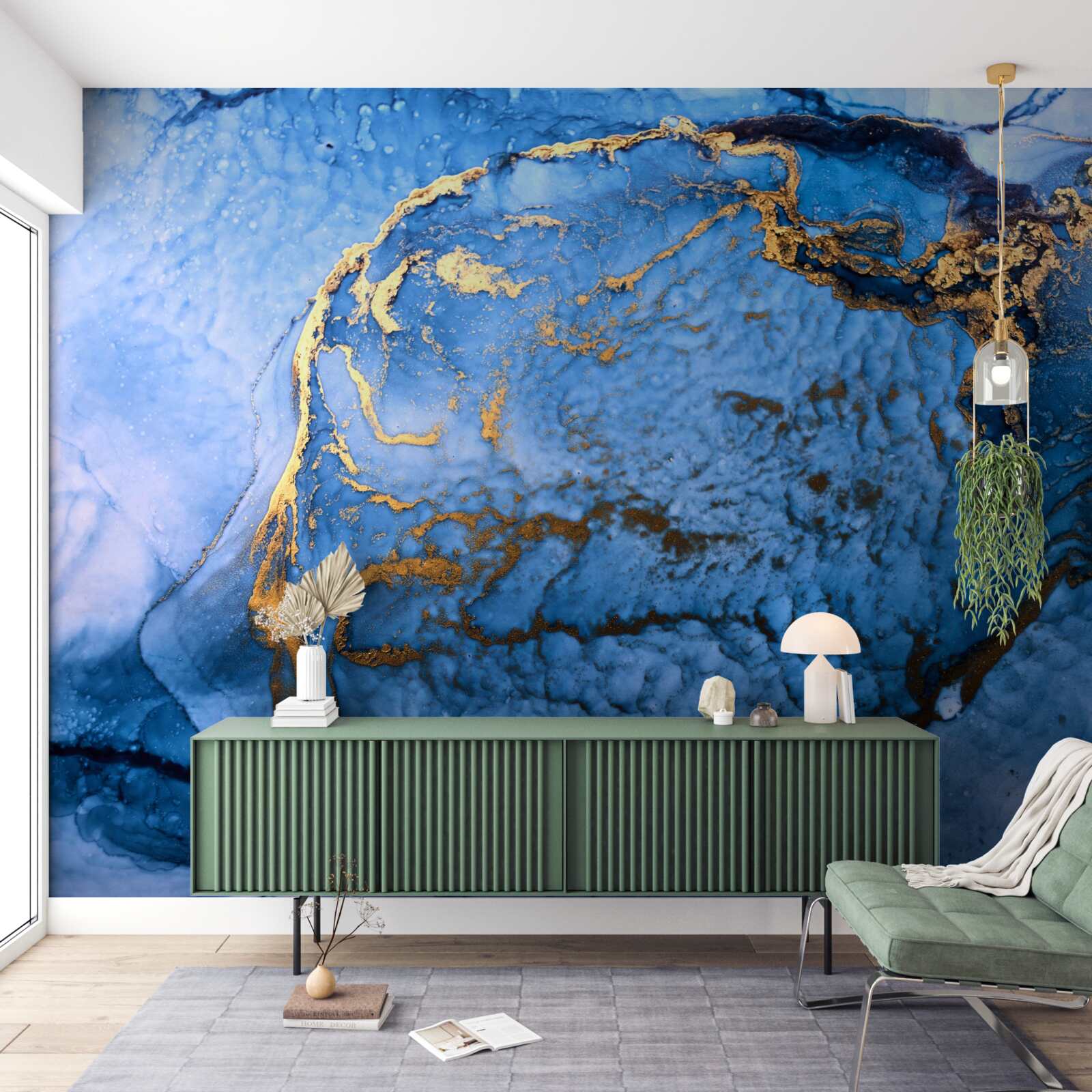 Fototapeten Goldene Flecken auf dem blauen Meer