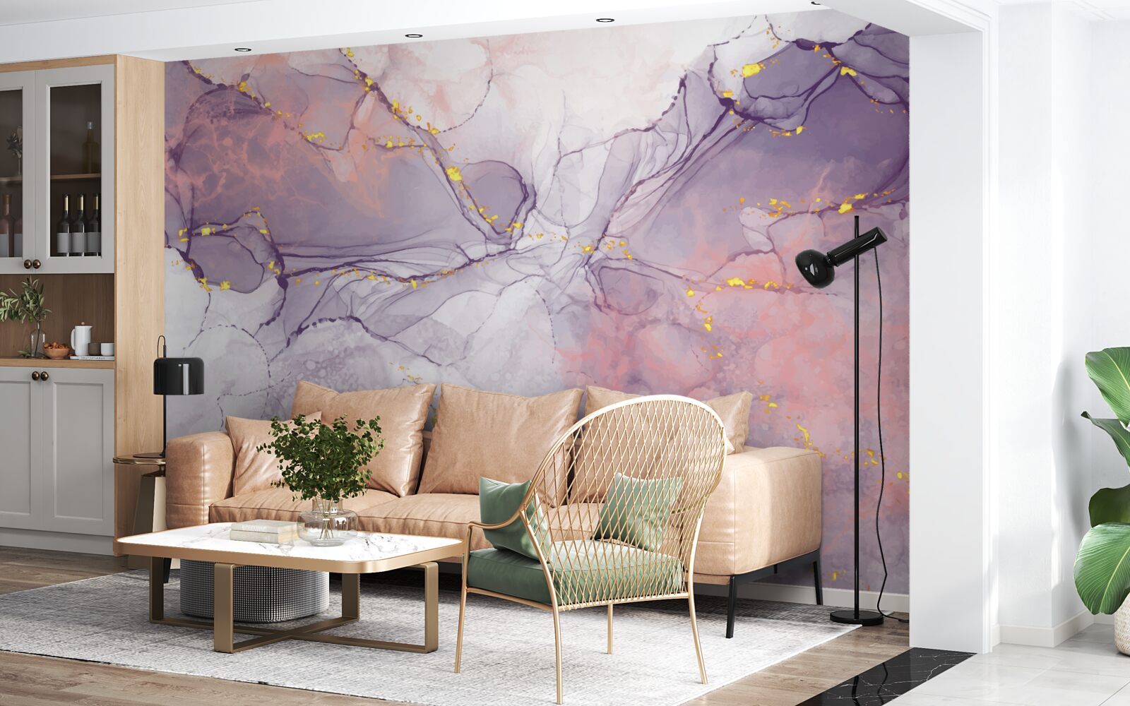 Fototapeten Marmorhintergrund in Rosa und Lila -Schatten