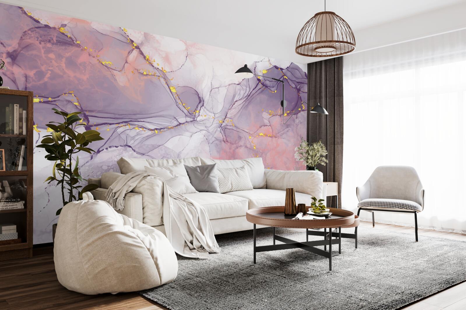 Fototapeten Marmorhintergrund in Rosa und Lila -Schatten