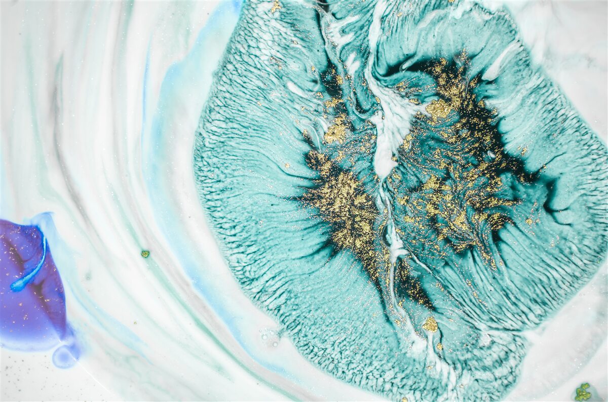Fototapeten Aquarellabstraktion in türkisfarbenen Tönen